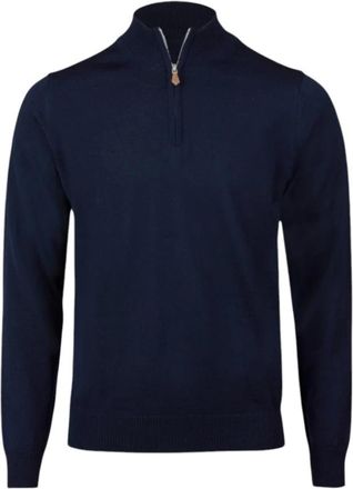 Stenstr&ouml;ms Klassieke Merinowol Half Zip Sweater - Heren - Coltruien - Blauw - 3XL - Wol - Truien & Vesten