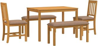 vidaXL Conjunto De Comedor 5 Uds. Gris Madera De Roble S&oacute;lido Vidaxl