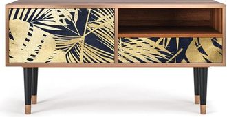 StoryZ Mueble de TV azul y amarillo 1 cajón y 1 puerta L 115 cm