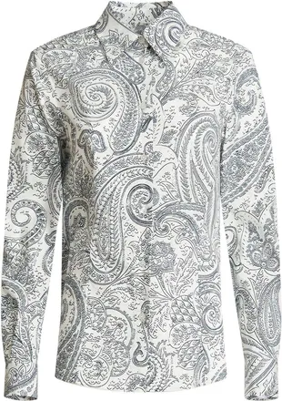Etro paisley-print button-up shirt - women - Cotton/Viscose - 48 - Grey