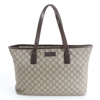 Gucci Brown Leather Coated Canvas Shoulder Bag Tote Bag (Pre-Owned)