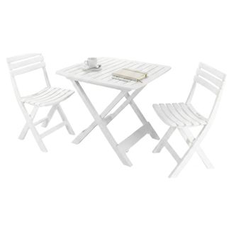 Dmora Ensemble DExt&eacute;rieur Compos&eacute; De : 2 Chaises Et 1 Table, Made In Italy, Couleur Blanche - Dmora