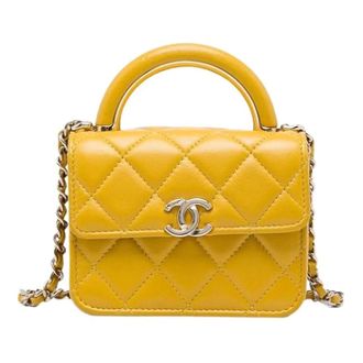 Chanel Pre-owned Quilted Satchel - Dames - Pre-owned - Geel - Maat: ONE Size Leer