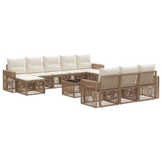 vidaXL Conjunto De Sof&aacute;s De Jard&iacute;n 11 Pcs Beige Y Blanco Crema Vidaxl