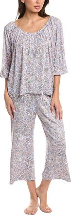 Ellen Tracy 2pc Off-The-Shoulder Top & Wide Leg Pajama Set