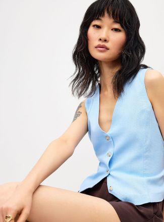 Twik Womens Supple viscose-linen blend vest