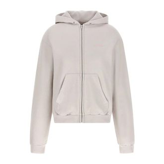 Balenciaga Zip-throughs, female, White, Size: XS Cotton Hooded Sweatshirt