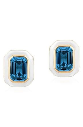 Goshwara Queen Emerald Cut Stud Earrings in Deep Blue at Nordstrom