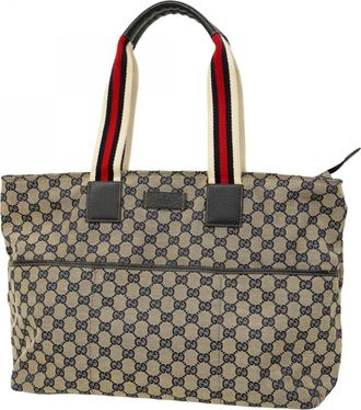 Gucci Navy Canvas Tote Bag (Pre-Owned)