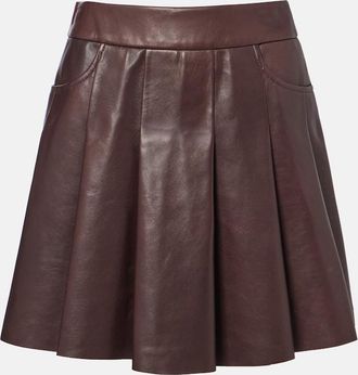Nour Hammour Pleated leather miniskirt