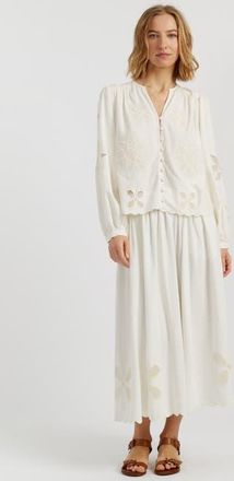 Chinti and Parker Linen-Blend Broderie Blouse in Cream at Nordstrom, Size 10