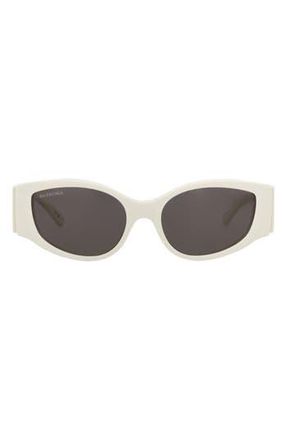 Balenciaga 56mm Oval Sunglasses in White White Grey at Nordstrom Rack
