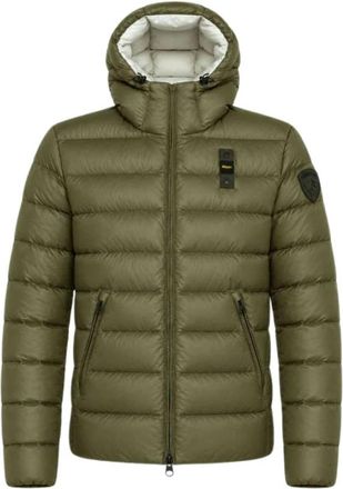 Blauer Horizontaal-doorgestikte Puffer Jas - Heren - Winterjassen - Groen - S - Jassen