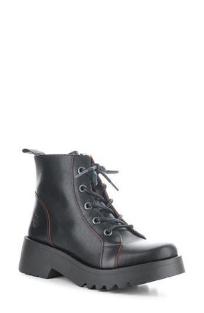 FLY London Metz Combat Boot in 005 Black/red Java at Nordstrom Rack, Size 8-8.5Us / 39Eu