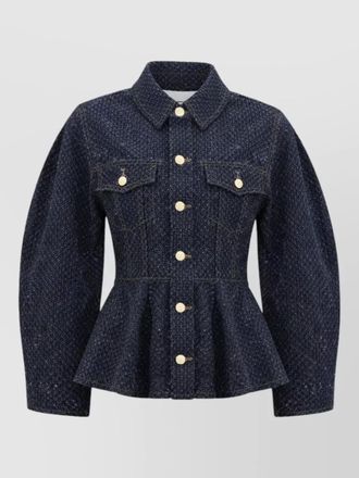 Ganni denim tweed peplum jacket