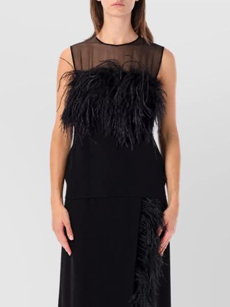 Alberta Ferretti feather appliqu&eacute; sleeveless top