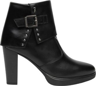 Nero Giardini Tronchetti Enkellaarsjes - Dames - Laarzen met Hak - Zwart - 36 EU - Leer - Schoenen