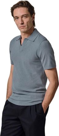 Profuomo Polo Profuomo v-hals blauw katoen