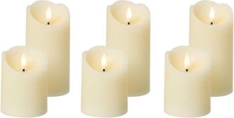 Beliani Conjunto De 6 Decoraciones De Navidad Led Para Interiores Vela Accesorio De Parafina Blanco Crema Amorea