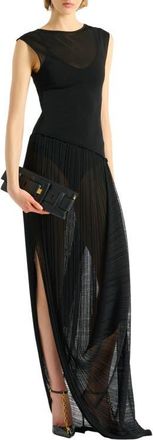 Balmain Long draped viscose dress in Black at Nordstrom, Size 34