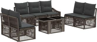 vidaXL Conjunto De Sof&aacute;s De Jard&iacute;n 8 Uds. Gris Y Gris Oscuro Vidaxl