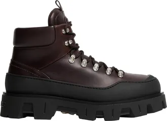 Moncler Peak Trek Leather Ankle Boots Brown Size 43,5