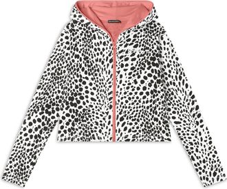 Freddy Felpa cropped con zip e cappuccio animalier