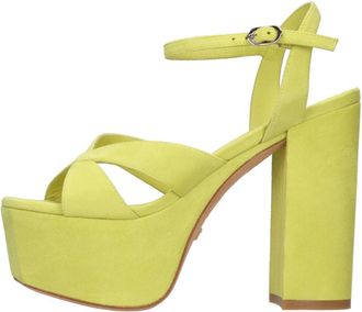 Stuart Weitzman Miami Squarehigh 140 Platform Sandal - Dames - Sandalen met hakken - Groen - 37 1/2 EU - Su&egrave;de - Schoenen