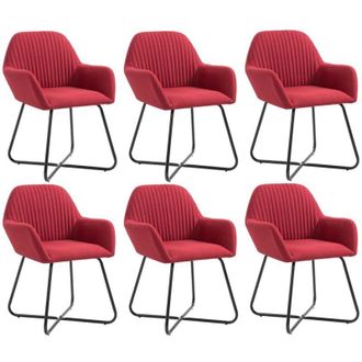vidaXL Sillas De Comedor 6 Unidades Tela Rojo Tinto Vidaxl