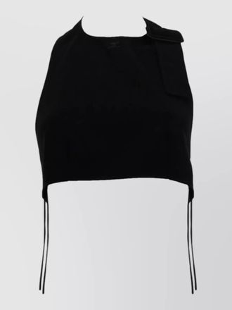 Courr&egrave;ges cropped top open back buckle straps