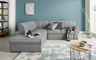 Domo Collection Ecksofa »Topper zeitlos elegant, kompakte Stellmasse, OTTOs Choice, L-Form« mit Ottomane, wahlweise mit Schlaffunktion