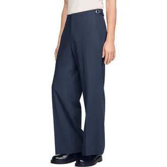 Sandro Wide-leg boucl&eacute; wool trousers in Dark Grey at Nordstrom, Size 4233 Eu