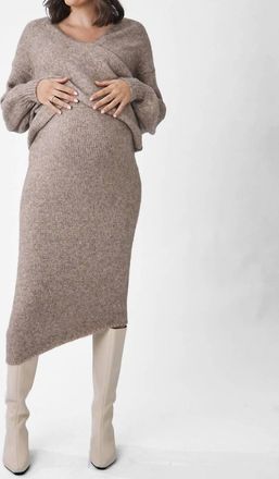 Angel Maternity Maternity Crossover Knit Top In Taupe