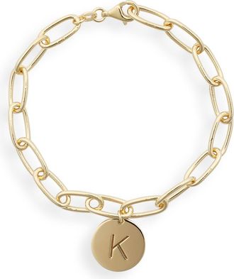 Meshmerise Initial Disc Charm Bracelet in Yellow-K at Nordstrom Rack