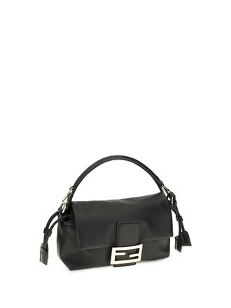 Fendi Womens Small Baguette Soft Nappa Leather Handbag Nero Upper: Lamb Ovis Aries Shoulder Bags