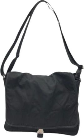 Prada Pre-owned Cross Body Bags, male, Black, Size: ONE SIZE Pre-owned Tessuto Nylon Shoulder Bag