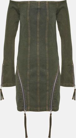 Blumarine Off-shoulder denim minidress