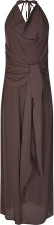 Federica Tosi Kleedjes, Dames, Bruin, L, Crepe Maxi Jurk