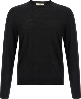 Fendi Crew Neck Sweater - Heren - Ronde hals truien - Zwart - XL - Wol - Truien & Vesten