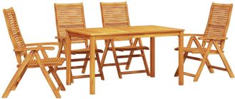 vidaXL Conjunto De Comedor De Jard&iacute;n 5 Uds. Marr&oacute;n Vidaxl