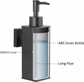 OEM Distributeur De Savon - Acier Inoxydable 304 - Noir Mat - Murale Pour Salle De Bain Cuisine Lavabo - 1 Piece