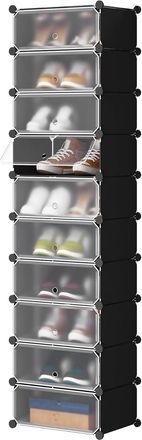 Woltu Woltu Zapatero Modular Estanter&iacute;a Por M&oacute;dulos Diy Zapatero Con 10 Estantes Almacenamiento Para Habitaci&oacute;n Sal&oacute;n Ba&ntilde;o 47x35x170cm Negro