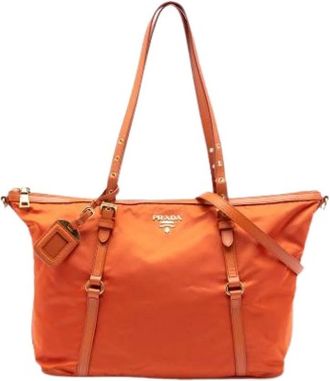 Prada Pre-owned Nylon Satchel - Dames - Vintage Shopper - Oranje - ONE Size - Nylon - Vintage