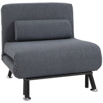 HOMCOM Faux Suede 5-Position Futon Single Sofa Bed Black - Home Living | TJ Hughes