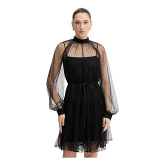 Twinset Mini abito a pois a balze - - Dresses - Donna - Nero - M