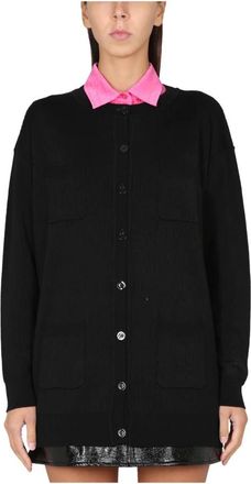 Moschino Cardigan Met Logo - Dames - Vesten - Zwart - S - Wol - Truien & Vesten