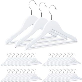 Relaxdays Relaxdays Pack De Perchas Infantiles, Madera, Blanco, 18 X 30,5 X 0,5 Cm, 80 Unidades