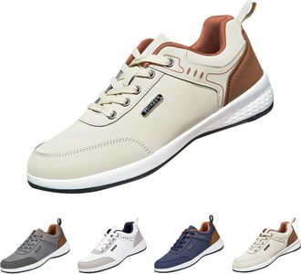 Generic Mens Lace-up Sneakers Classic Leather Sports Shoes Outdoor Walking Running Sneakers Comfortable Casual Breathable Walking Shoes Athletic Fitness Casua