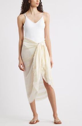 Nordstrom Sheer Stripe Pareo Wrap in Ivory Tofu at Nordstrom Rack