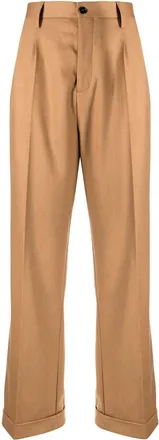 Marni high-waisted wide-leg trousers - women - Virgin Wool/Polyamide/Spandex/Elastane - 42 - Brown